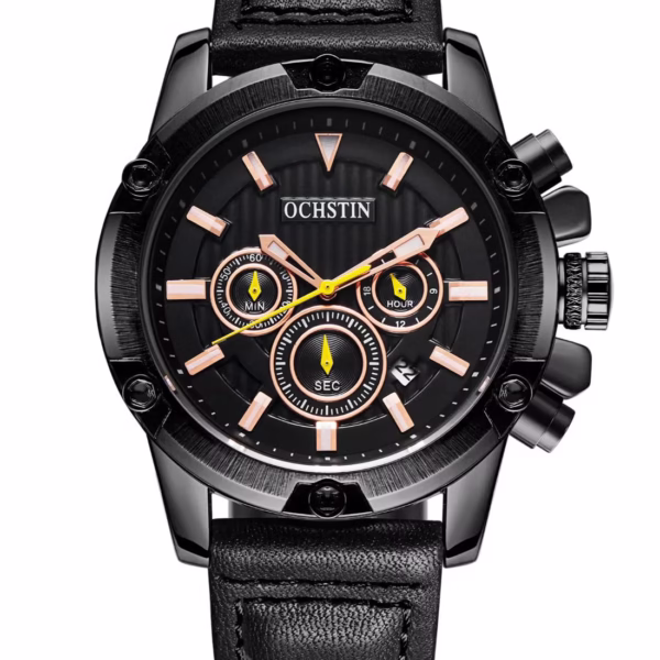 ساعة جلدية تناظرية للرجال