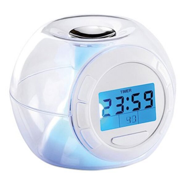 ساعة منبه متغيرة الألوان بإضاءة مزاجية بسبعة ألوان