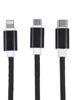 ⁦كابل شحن ومزامنة بيانات USB 2.0 إلى Micro USB، Type C، Lightning⁩ - الصورة ⁦3⁩