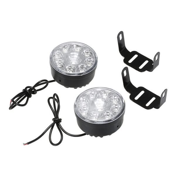 قطعتان من مصابيح LED دائرية للتشغيل النهاري DRL، مصباح أمامي للضباب وذيل السيارة