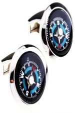 ⁦أزرار معدنية لأكمام القمصان بتصميم بوصلة⁩ - الصورة ⁦3⁩