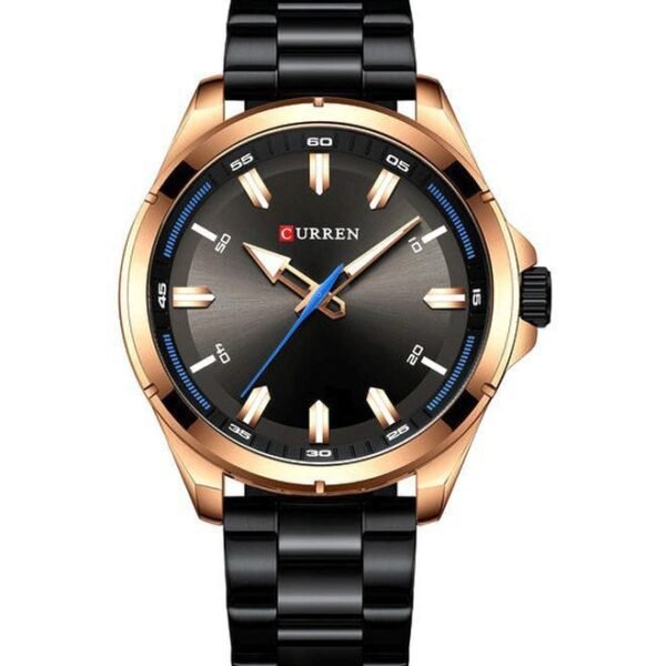 ساعة أنالوج من الفولاذ المقاوم للصدأ 8320 - 46 مم - أسود