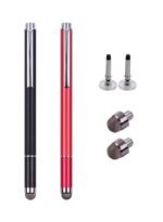 قلم ستايلس 2 في 1 لشاشات اللمس مع رأس من الفايبر ورأس قرص متعدد الألوان
