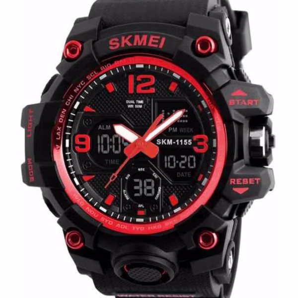 ساعة مقاومة للماء تناظرية ورقمية - 55 مم