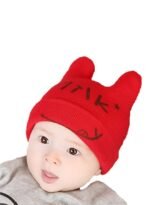 ⁦قبعة محبوكة مطبوعة أحمر⁩ - الصورة ⁦2⁩