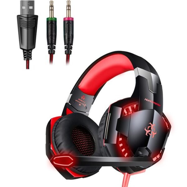 سماعة رأس سلكية للألعاب مع ميكروفون لأجهزة الكمبيوتر المكتبية