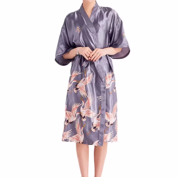 رداء نوم مطبوع برباط على الخصر