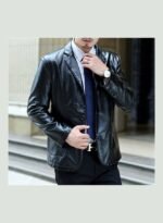 ⁦جاكيت أنيق من الجلد للرجال⁩ - الصورة ⁦2⁩