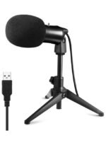 ⁦ميكروفون USB مع حامل ثلاثي القوائم صغير لسطح المكتب وواقي للرياح⁩ - الصورة ⁦2⁩