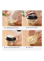 ⁦مفرمة طعام يدوية للبصل والخضراوات والفواكه والمكسرات والأعشاب أسود 8.50 x 14.00 x 0.25سم⁩ - الصورة ⁦5⁩