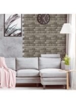 ⁦ورق حائط لاصق ذاتي مطبوع عليه طوب ثلاثي الأبعاد، رمادي، 30×0.40×30 سم⁩ - الصورة ⁦2⁩