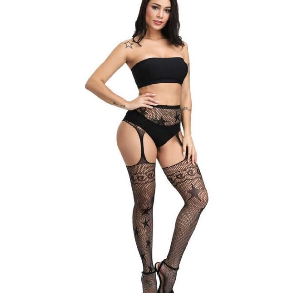 جوارب شبكية مجوفة من الدانتيل