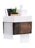 حامل ورق التواليت مثبت على الحائط مع رف تخزين