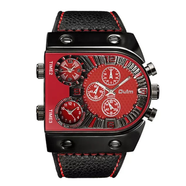 ساعة جلدية تناظرية HP9315 - 47 مم - أسود