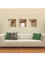 ⁦ملصقات حائط ثلاثية الأبعاد على شكل مزهرية زهور⁩ - الصورة ⁦3⁩