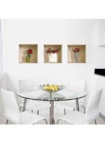 ⁦ملصقات حائط ثلاثية الأبعاد على شكل مزهرية زهور⁩ - الصورة ⁦5⁩