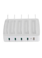 ⁦محطة شحن ذكية مع موزع USB بأربعة منافذ، لون أبيض⁩ - الصورة ⁦2⁩