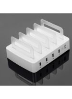 ⁦محطة شحن ذكية مع موزع USB بأربعة منافذ، لون أبيض⁩ - الصورة ⁦3⁩