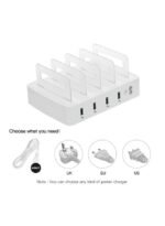 ⁦محطة شحن ذكية مع موزع USB بأربعة منافذ، لون أبيض⁩ - الصورة ⁦4⁩