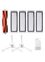 طقم فلاتر مكنسة كهربائية روبوتية مكون من 8 قطع وفرش جانبية وفرشاة رئيسية لـ Xiaomi Roborock S55 S50 S51