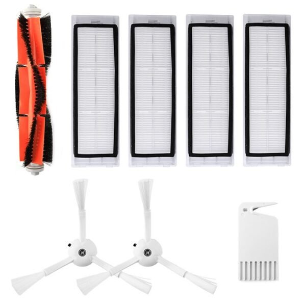 طقم فلاتر مكنسة كهربائية روبوتية مكون من 8 قطع وفرش جانبية وفرشاة رئيسية لـ Xiaomi Roborock S55 S50 S51