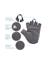 ⁦قفازات ركوب الدراجات الرياضية المبطنة نصف الإصبع، قابلة للتهوية وامتصاص الصدمات⁩ - الصورة ⁦3⁩