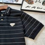 ⁦تي شيرت بولو برادا مخطط عالي الجودة بأكمام قصيرة وناعم ومحبوك.⁩ - الصورة ⁦4⁩