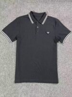 ⁦قميص بولو رجالي صيفي جديد من برادا، بأكمام قصيرة، بشعار كلاسيكي، مناسب للعمل، بتصميم كاجوال⁩ - الصورة ⁦3⁩