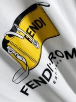 ⁦تيشيرت فندي الجديد من القطن بياقة دائرية وأكمام قصيرة⁩ - الصورة ⁦5⁩