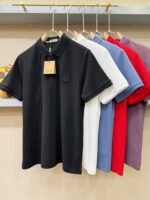 قميص بولو رجالي جديد بأكمام قصيرة وياقة دائرية من بربري.