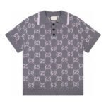 ⁦قميص بولو غوتشي الجديد، صوف محبوك بأكمام قصيرة، بشعار G المزدوج، مطبوع بالكامل⁩ - الصورة ⁦2⁩