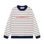 سترة غوتشي الكلاسيكية المخططة، بياقة دائرية، من الجاكار