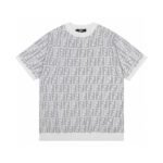 ⁦تيشيرت فندي مزدوج فلوغو جاكار بياقة دائرية محبوك⁩ - الصورة ⁦2⁩