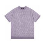 ⁦تيشيرت فندي مزدوج فلوغو جاكار بياقة دائرية محبوك⁩ - الصورة ⁦3⁩