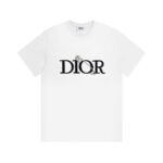 تيشيرت ديور مطرز بأكمام قصيرة، بتصميم دبوس عرض.