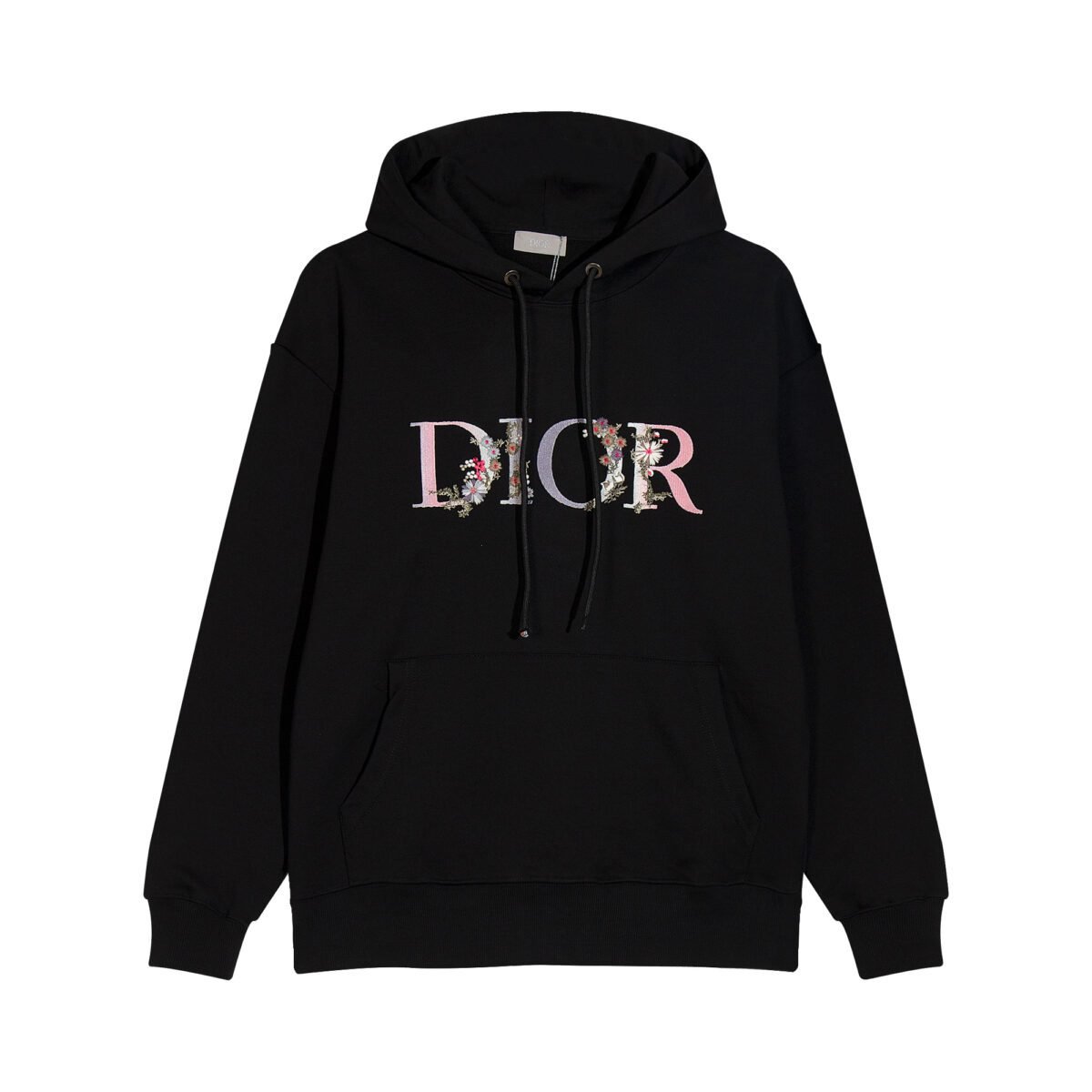 ⁦سويت شيرت كلاسيكي من ديور بغطاء رأس مطرز بشعار الأزهار.⁩ - الصورة ⁦1⁩