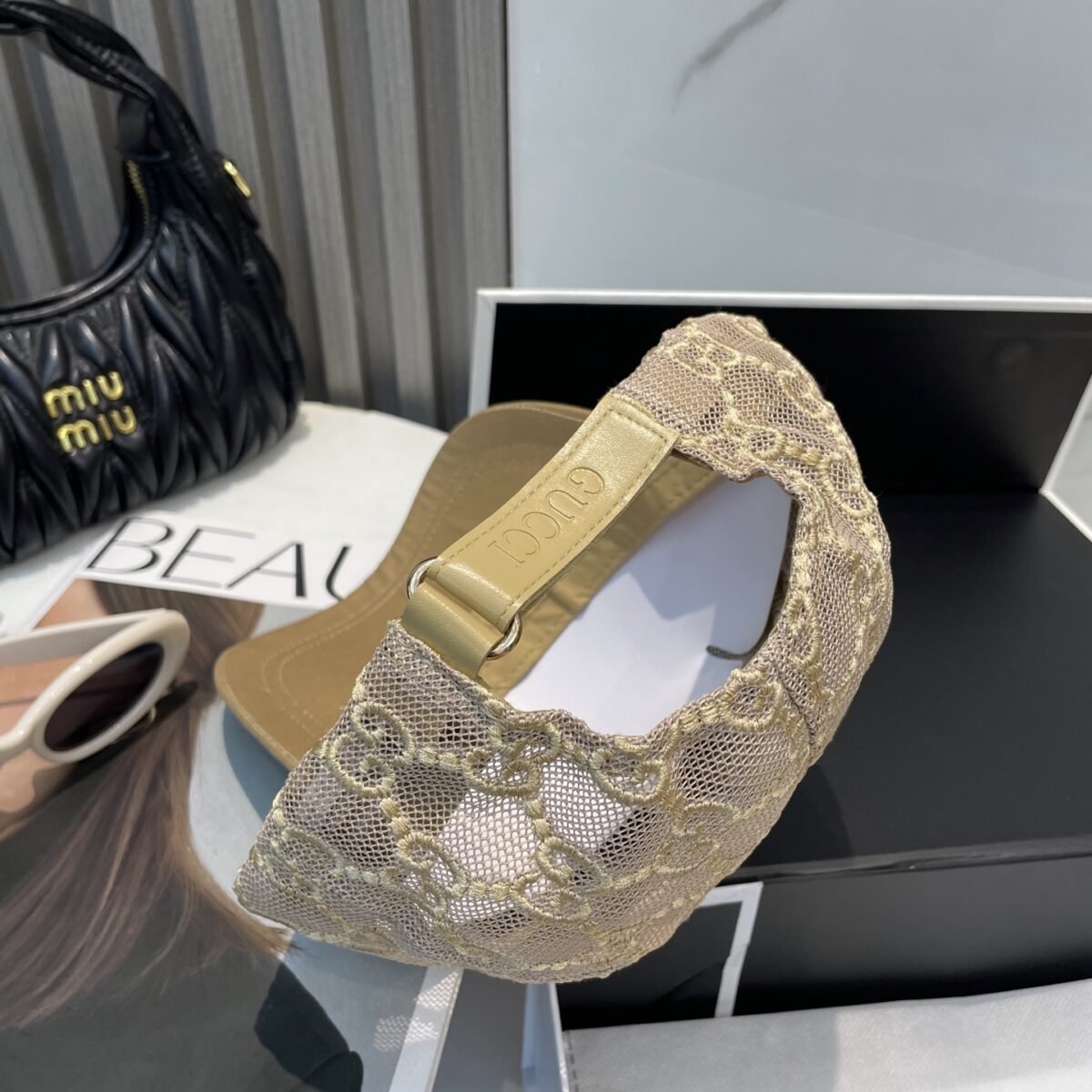 ⁦قبعة بيسبول GUCCI ربيع وصيف أصلية من قماش الجاكار بشعار GG بالكامل⁩ - الصورة ⁦7⁩