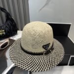 ⁦قبعة برادا من القش، قبعة نسائية أنيقة⁩ - الصورة ⁦3⁩