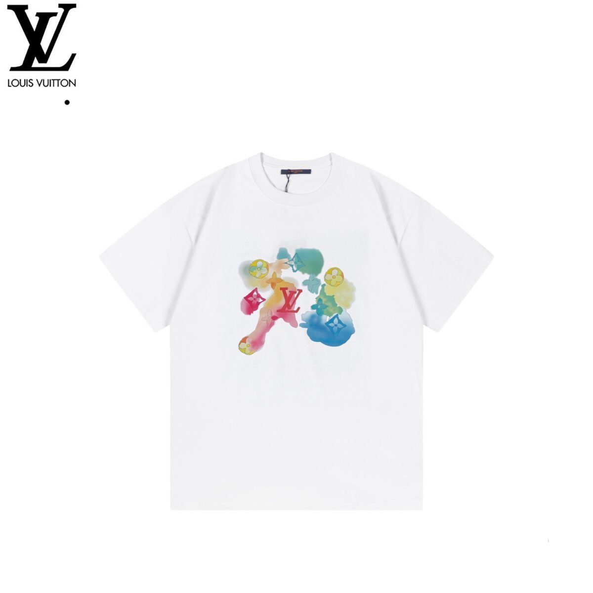 ⁦تيشيرت لويس فويتون بألوان مائية، برقبة دائرية وأكمام قصيرة⁩ - الصورة ⁦2⁩