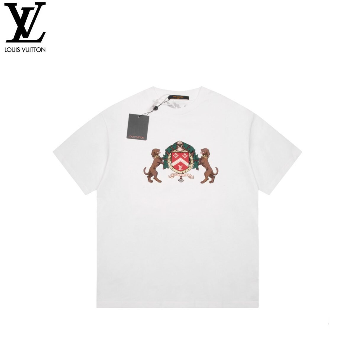 wsxc1750894973685_0 قميص لويس فويتون بياقة دائرية وأكمام قصيرة وشعار كلب مزدوج - الصورة 1